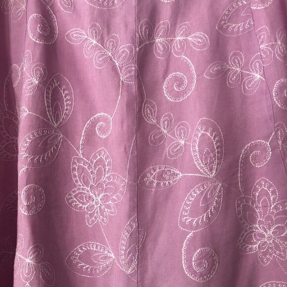 Vintage David Brooks Pink Embroidered A-line Linen Lined Skirt Women’s 12 - Picture 3 of 4